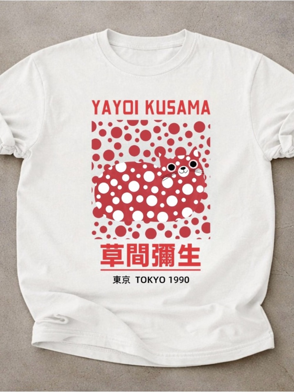 Yayoi Kusama Cat Polka Dot Japanese Art Memorial Graphic Tee - Gildan 5000